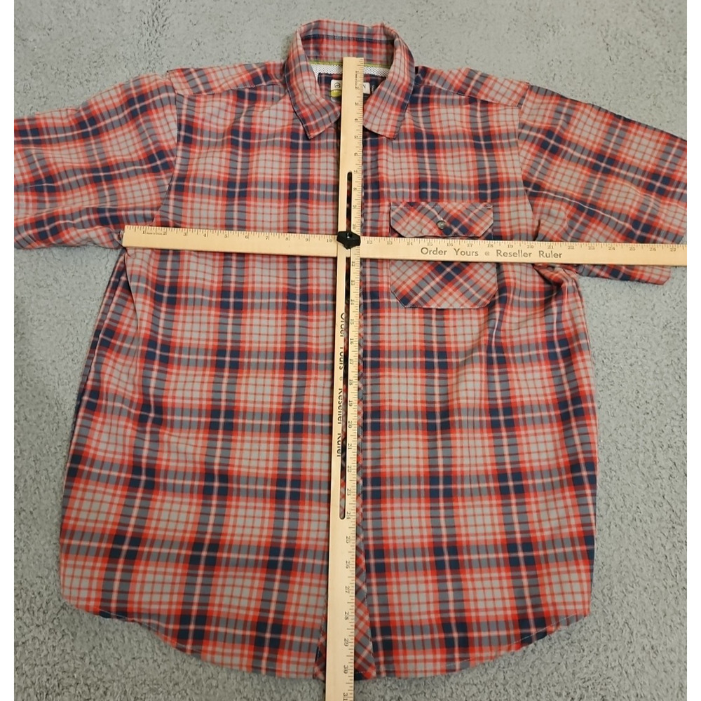 Magellan Shirt Mens LARGE Red Plaid Loose Wicking Short Sleeve Vented - Picture 4 of 9